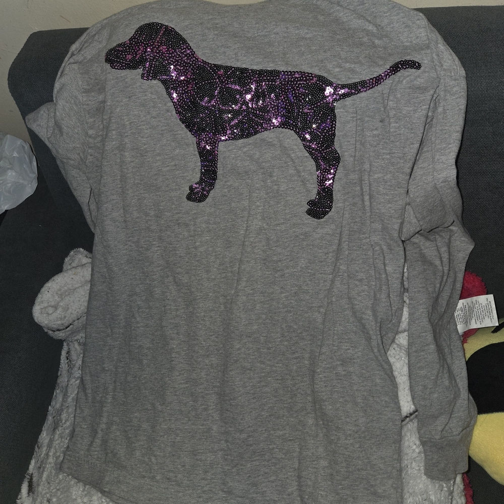 PINK Victoria's Secret Black and Gray Long Sleeve